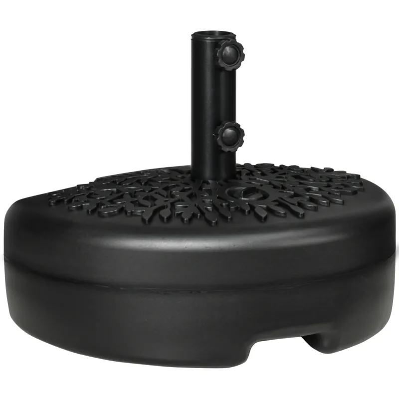 Base de Pared para Sombrilla Ø38/48 mm Soporte Semicircular de Parasol Rellenable de Arena 21 kg o Agua 18 kg Negro
