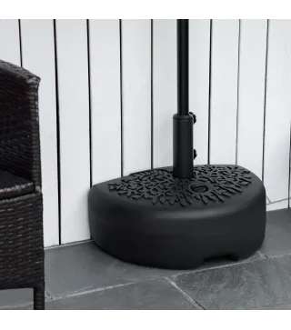 Base de Pared para Sombrilla Ø38/48 mm Soporte Semicircular de Parasol Rellenable de Arena 21 kg o Agua 18 kg para Jardín Patio