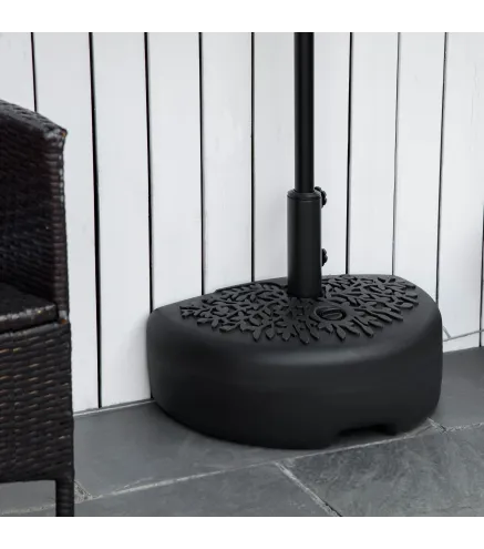 Base de Pared para Sombrilla Ø38/48 mm Soporte Semicircular de Parasol Rellenable de Arena 21 kg o Agua 18 kg para Jardín Patio