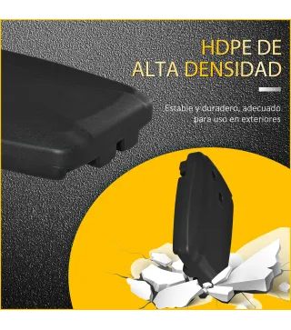 Base de Sombrilla con 2 Ruedas Rellenable de Agua 60 kg Arena 68 kg o Mixto 75 kg 80x60x17 cm Negro