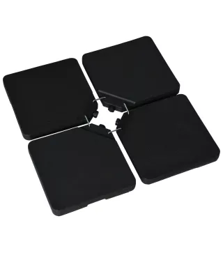 Conjunto de 4 Pesos Rellenables para Base de Sombrilla Cruzada con 15 Litros de Agua o 17,5 kg de Arena Negro