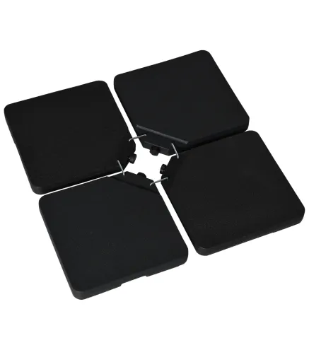 Conjunto de 4 Pesos Rellenables para Base de Sombrilla Cruzada con 15 Litros de Agua o 17,5 kg de Arena Negro