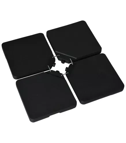 Conjunto de 4 Pesos Rellenables para Base de Sombrilla Cruzada con 15 Litros de Agua o 17,5 kg de Arena Negro