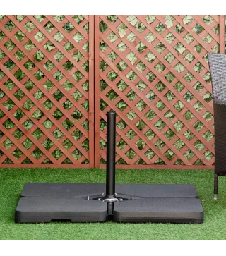 Conjunto de 4 Pesos Rellenables para Base de Sombrilla Cruzada con 15 Litros de Agua o 17,5 kg de Arena Negro