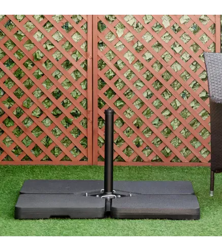 Conjunto de 4 Pesos Rellenables para Base de Sombrilla Cruzada con 15 Litros de Agua o 17,5 kg de Arena Negro