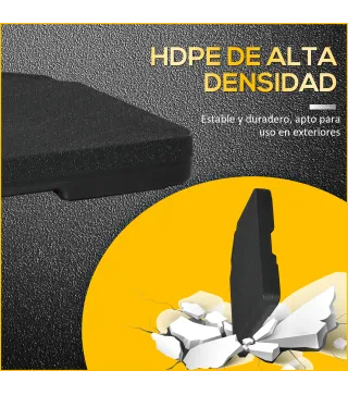 Conjunto de 4 Pesos Rellenables para Base de Sombrilla Cruzada con 15 Litros de Agua o 17,5 kg de Arena Negro