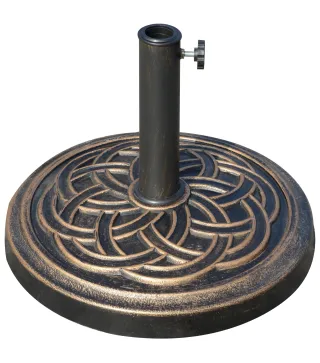 Base de Sombrilla de Jardín Peso Neto 12 kg Soporte de Parasol Redondo Apto para Postes de 38mm/48mm Resina y Acero para Terraza