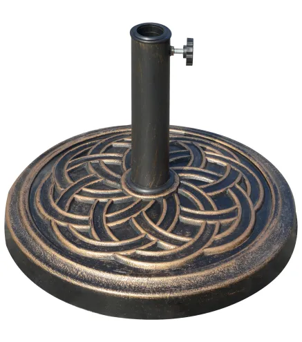 Base de Sombrilla de Jardín Peso Neto 12 kg Soporte de Parasol Redondo Apto para Postes de 38mm/48mm Resina y Acero para Terraza