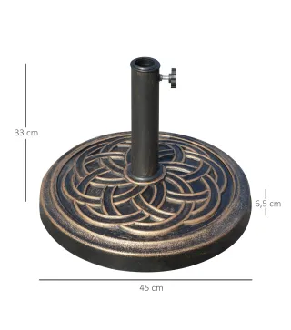 Base de Sombrilla de Jardín Peso Neto 12 kg Soporte de Parasol Redondo Apto para Postes de 38mm/48mm Resina y Acero para Terraza