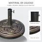 Base de Sombrilla de Jardín Peso Neto 12 kg Soporte de Parasol Redondo Apto para Postes de 38mm/48mm Resina y Acero para Terraza
