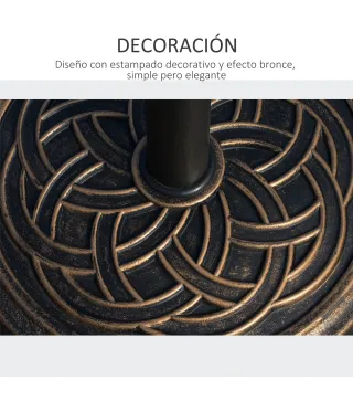 Base de Sombrilla de Jardín Peso Neto 12 kg Soporte de Parasol Redondo Apto para Postes de 38mm/48mm Resina y Acero para Terraza