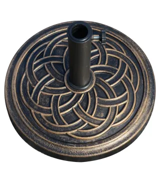 Base de Sombrilla de Jardín Peso Neto 12 kg Soporte de Parasol Redondo Apto para Postes de 38mm/48mm Resina y Acero para Terraza