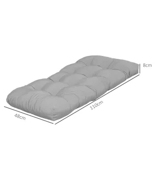 Cojín para Banco de 2 Plazas para Interior y Exterior con 8 Puntadas para Sillas Sofás 110x48x8 cm Gris