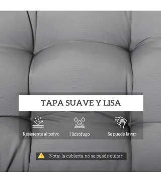 Cojín para Banco de 2 Plazas para Interior y Exterior con 8 Puntadas para Sillas Sofás 110x48x8 cm Gris