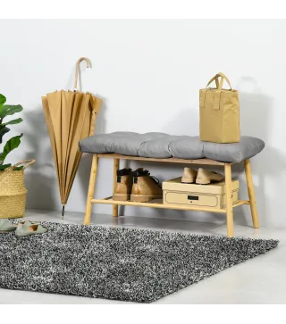 Cojín para Banco de 2 Plazas para Interior y Exterior con 8 Puntadas para Sillas Sofás 110x48x8 cm Gris