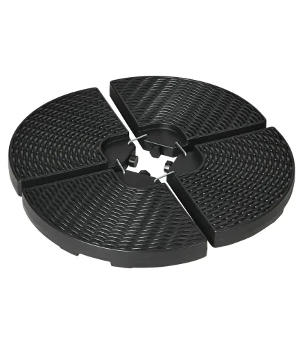 Base para Sombrilla de 4 Piezas Rellenable con Arena 68 kg o Agua 52 L para Jardín Patio Terraza Negro