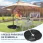 Base para Sombrilla de 4 Piezas Rellenable con Arena 68 kg o Agua 52 L para Jardín Patio Terraza Negro