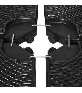 Base para Sombrilla de 4 Piezas Rellenable con Arena 68 kg o Agua 52 L para Jardín Patio Terraza Negro