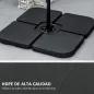 Conjunto de 4 Pesos Rellenables para Base de Sombrilla Cruzada con 15 Litros de Agua o 19,5 kg de Arena Negro