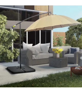 Conjunto de 4 Pesos Rellenables para Base de Sombrilla Cruzada con 15 Litros de Agua o 19,5 kg de Arena Negro