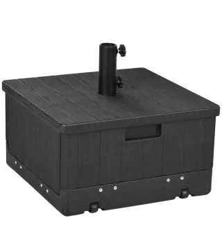 Base para Sombrilla Exterior 3 en 1 Mesa Auxiliar Macetero con Drenaje Soporte de Parasol Rellenable Arena 80 kg Negro