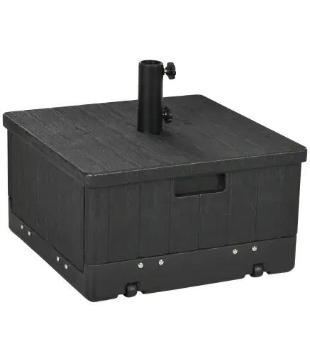 Base para Sombrilla Exterior 3 en 1 Mesa Auxiliar Macetero con Drenaje Soporte de Parasol Rellenable Arena 80 kg Negro