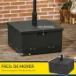 Base para Sombrilla Exterior 3 en 1 Mesa Auxiliar Macetero con Drenaje Soporte de Parasol Rellenable Arena 80 kg Negro