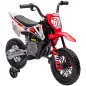 Moto Eléctrica para Niños de +3 Años con Batería 12V Música y Ruedas Auxiliares Carga 30 kg Rojo