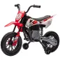 Moto Eléctrica para Niños de +3 Años con Batería 12V Música y Ruedas Auxiliares Carga 30 kg Rojo
