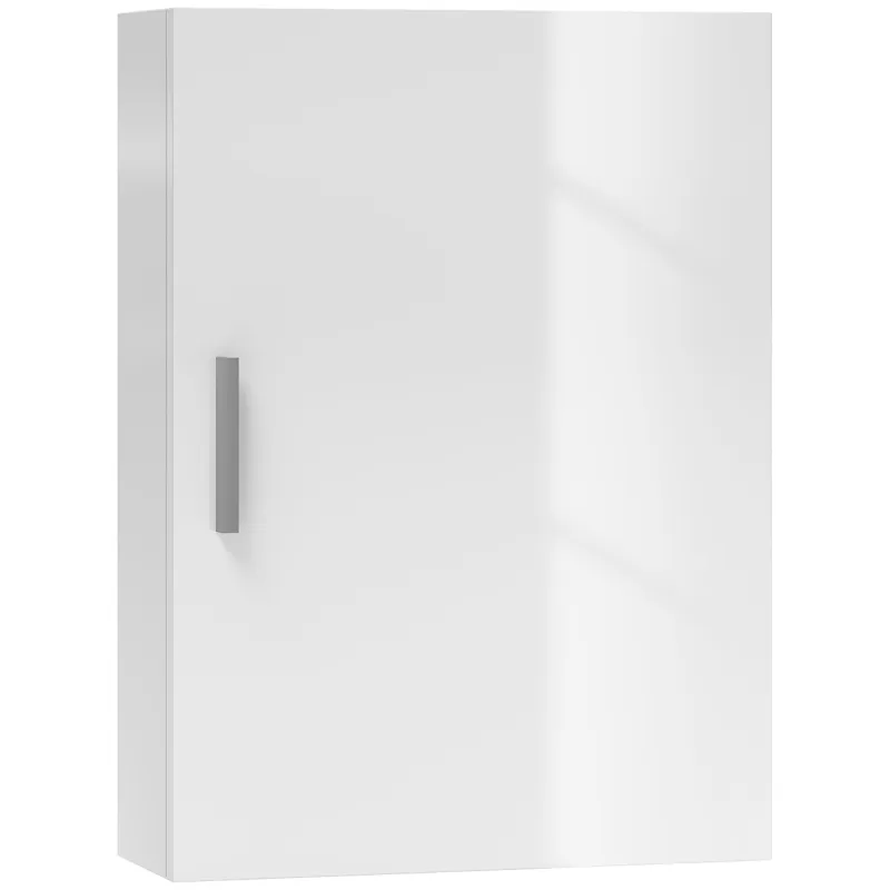 Armario de Baño de Pared con Estantes Ajustables de Vidrio Templado Ahorro de Espacio 40x15x55 cm Blanco Brillo
