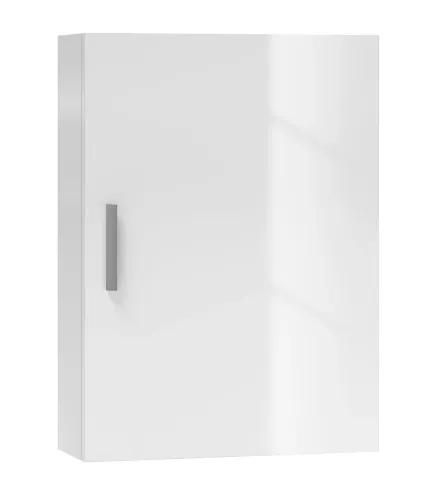 Armario de Baño de Pared con Estantes Ajustables de Vidrio Templado Ahorro de Espacio 40x15x55 cm Blanco Brillo