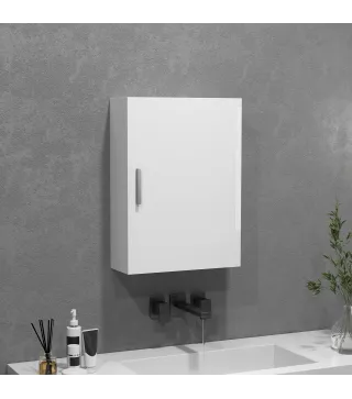 Armario de Baño de Pared con Estantes Ajustables de Vidrio Templado Ahorro de Espacio 40x15x55 cm Blanco Brillo