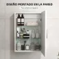 Armario de Baño de Pared con Estantes Ajustables de Vidrio Templado Ahorro de Espacio 40x15x55 cm Blanco Brillo