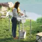 Mesa Plegable para Camping con 2 Fregaderos Manguera de Drenaje Estación de Limpieza y Grifo Blanco