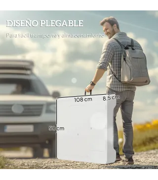 Mesa Plegable para Camping con 2 Fregaderos Manguera de Drenaje Estación de Limpieza y Grifo Blanco