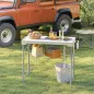 Mesa Plegable para Camping con 2 Fregaderos Manguera de Drenaje Estación de Limpieza y Grifo Blanco
