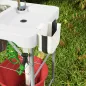 Mesa Plegable para Camping con 2 Fregaderos Manguera de Drenaje Estación de Limpieza y Grifo Blanco