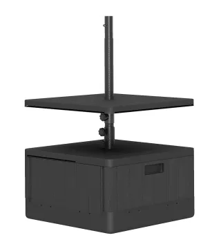 Base para Sombrilla Exterior 3 en 1 Mesa Auxiliar Ajustable Macetero Soporte de Parasol Rellenable Arena 80 kg Negro