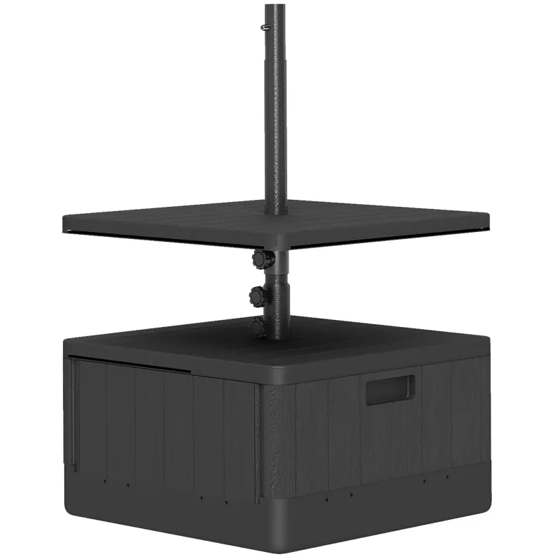 Base para Sombrilla Exterior 3 en 1 Mesa Auxiliar Ajustable Macetero Soporte de Parasol Rellenable Arena 80 kg Negro Base para Sombrilla Exterior 3 en 1 Mesa Auxiliar Ajustable Macetero Soporte de Parasol Rellenable Arena 80 kg Negro