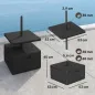 Base para Sombrilla Exterior 3 en 1 Mesa Auxiliar Ajustable Macetero Soporte de Parasol Rellenable Arena 80 kg Negro