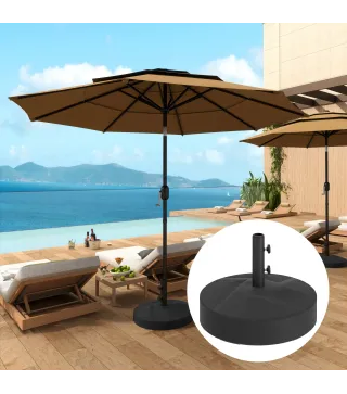 Base para Sombrilla Rellenable con Arena o Agua Resistente de HDPE para Jardines y Espacios Exteriores Ø56x40 cm Negro