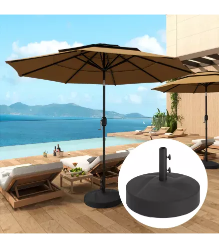 Base para Sombrilla Rellenable con Arena o Agua Resistente de HDPE para Jardines y Espacios Exteriores Ø56x40 cm Negro