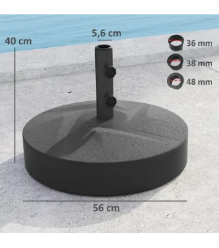 Base para Sombrilla Rellenable con Arena o Agua Resistente de HDPE para Jardines y Espacios Exteriores Ø56x40 cm Negro