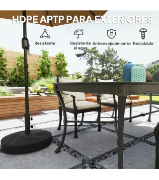 Base para Sombrilla Rellenable con Arena o Agua Resistente de HDPE para Jardines y Espacios Exteriores Ø56x40 cm Negro