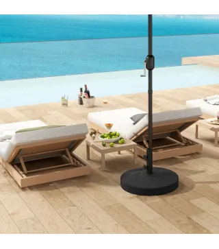 Base para Sombrilla Rellenable con Arena o Agua Resistente de HDPE para Jardines y Espacios Exteriores Ø56x40 cm Negro