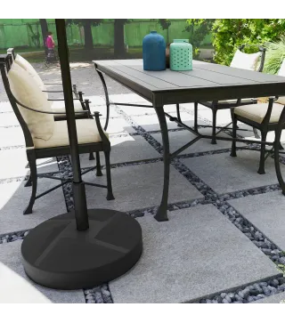 Base para Sombrilla Rellenable con Arena o Agua Resistente de HDPE para Jardines y Espacios Exteriores Ø56x40 cm Negro