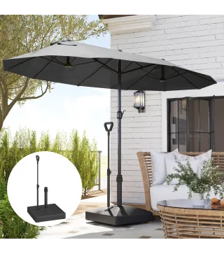 Base para Sombrilla Cuadrada con Ruedas y Asa Rellenable con Agua o Arena Soporte de HDPE 60x60x104 cm Negro