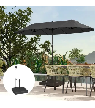 Base para Sombrilla Cuadrada con Ruedas y Asa Rellenable con Agua o Arena Soporte de HDPE 60x60x104 cm Negro