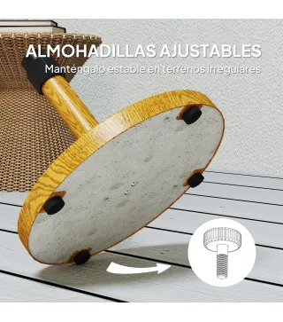 Base para Sombrilla de Exterior con Almohadillas Ajustables Relleno de Cemento y Diseño Decorativo Ø48x44 cm Madera