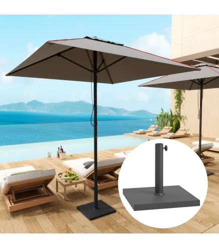Base de Sombrilla de 18 kg Fabricada en HDPE con Relleno de Cemento para Exterior 44x44x30 cm Negro